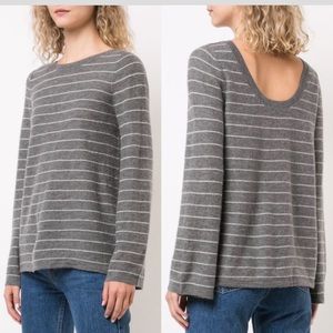 Vince Striped Bell Sleeve Cashmere Sweater